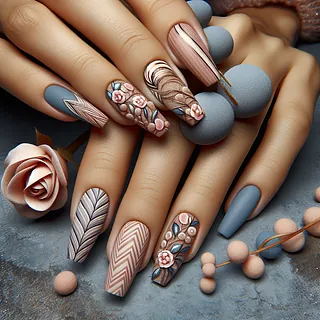 Realistic stock image of modern nail art.